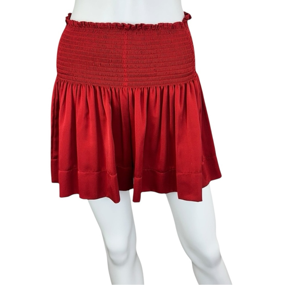 KOCH Red Satin High Waisted Shorts Size S